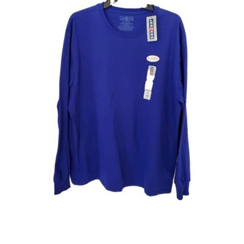 Jerzees Mens SZ XL Purple Long Sleeve 50/50 TShirt Relaxed Regular Fit NWT